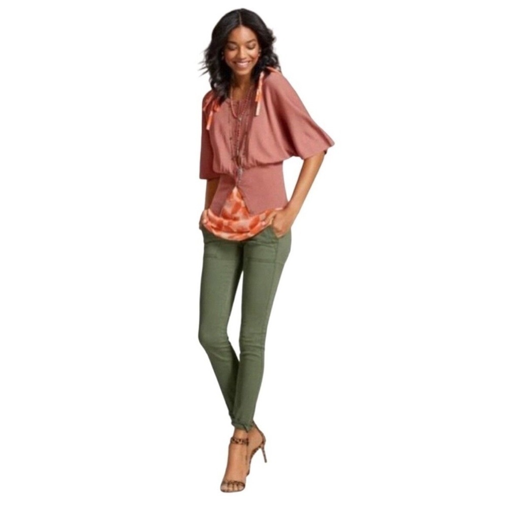 Cabi Style‎ #5315 The Quest Skinny Stretch fine Cords Pants Army Green